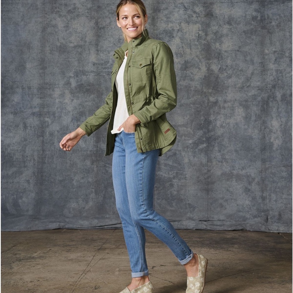 L.L. Bean Unlined BeanFlex Utility Jacket in Deep Olive 1x Plus army cotton
